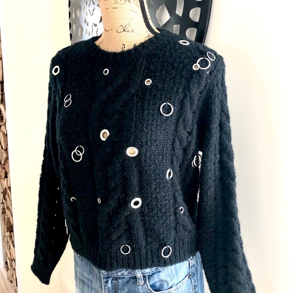 Cable Knit Eyelet Sweater - Picture 1 of 8